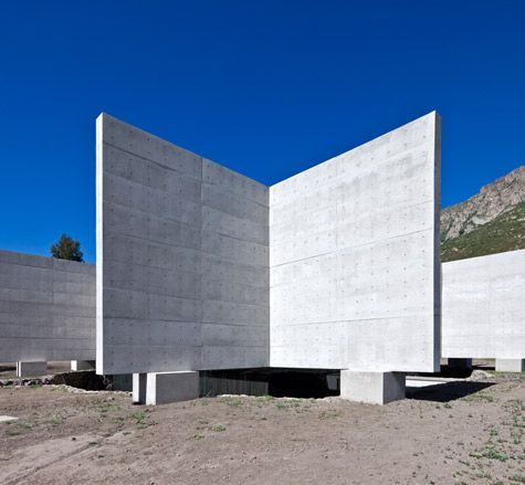 Large stone walls in mountains