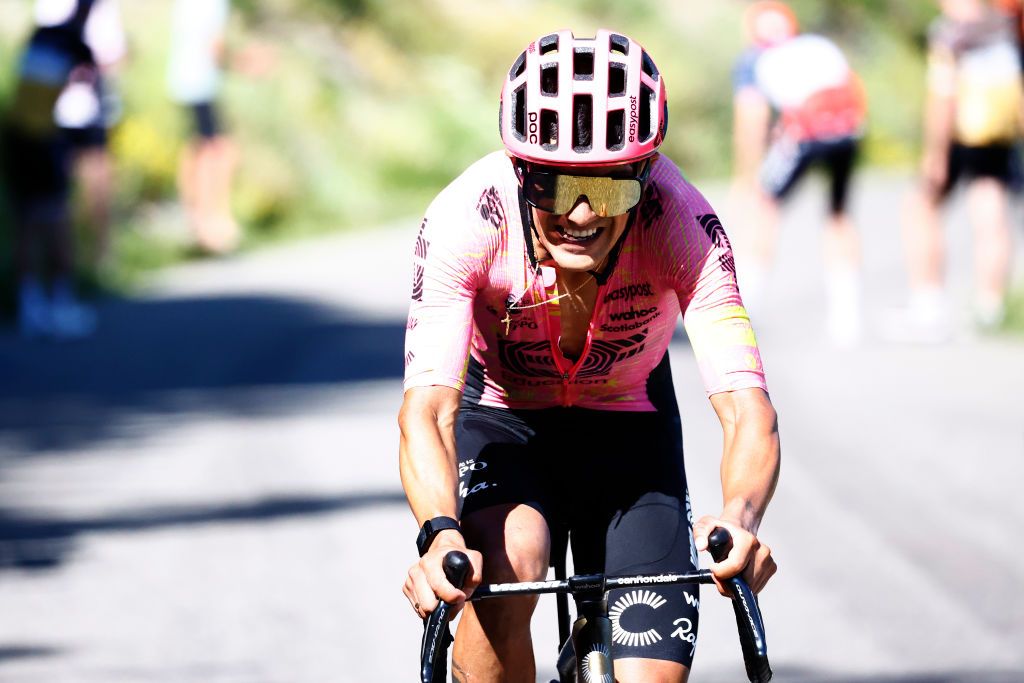 SUPERDEVOLUY LE DEVOLUY FRANCE JULY 17 Richard Carapaz of Ecuador and Team EF Education EasyPost competes in the breakaway during the 111th Tour de France 2024 Stage 17 a 1778km stage from SaintPaulTroisChateaux to Superdevoluy 1500m UCIWT on July 17 2024 in Superdevoluy Le Devoluy France Photo by Etienne Garnier PoolGetty Images