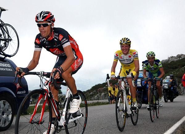 Oscar Pereiro (Caisse d'Epargne) leads a chase group up the final climb