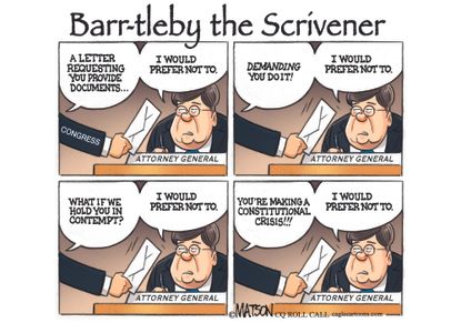 Political Cartoon U.S. AG Barr Bartleby the Scrivener Melville
