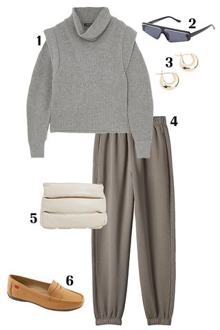 Grey Sweatpants with Black Cropped Top Outfits (2 ideas & outfits