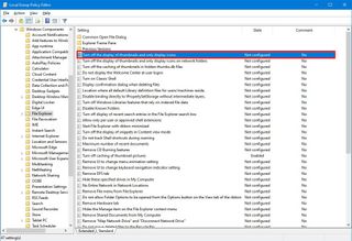 File Explorer Group Policy thumbnail setting