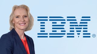 Dr Nicola Hodson set against a blue background beside the IBM logo