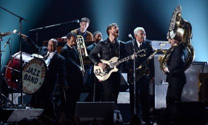 Dan Auerbach of the Black Keys killed it with the Preservation Hall Jazz Band at the 55th Annual Grammy Awards.