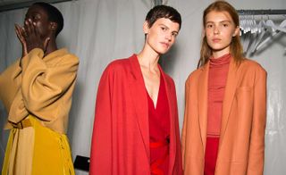 models with red and orange clothing