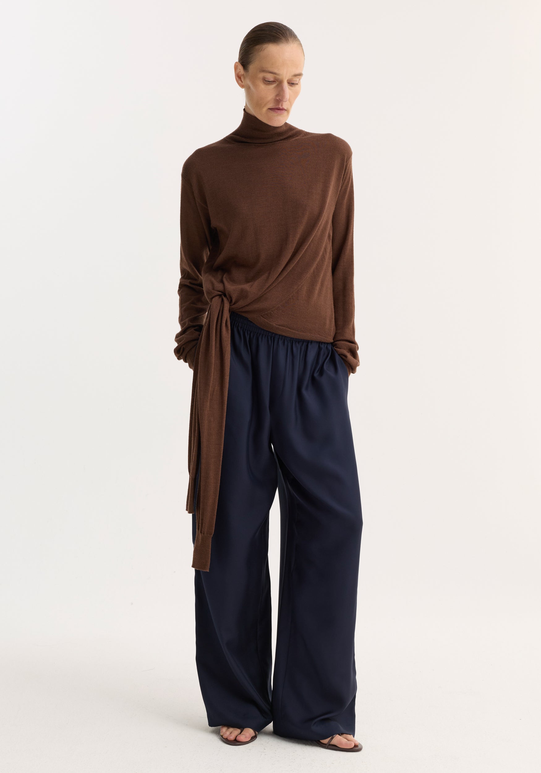 Wide Leg Silk Trousers | Night