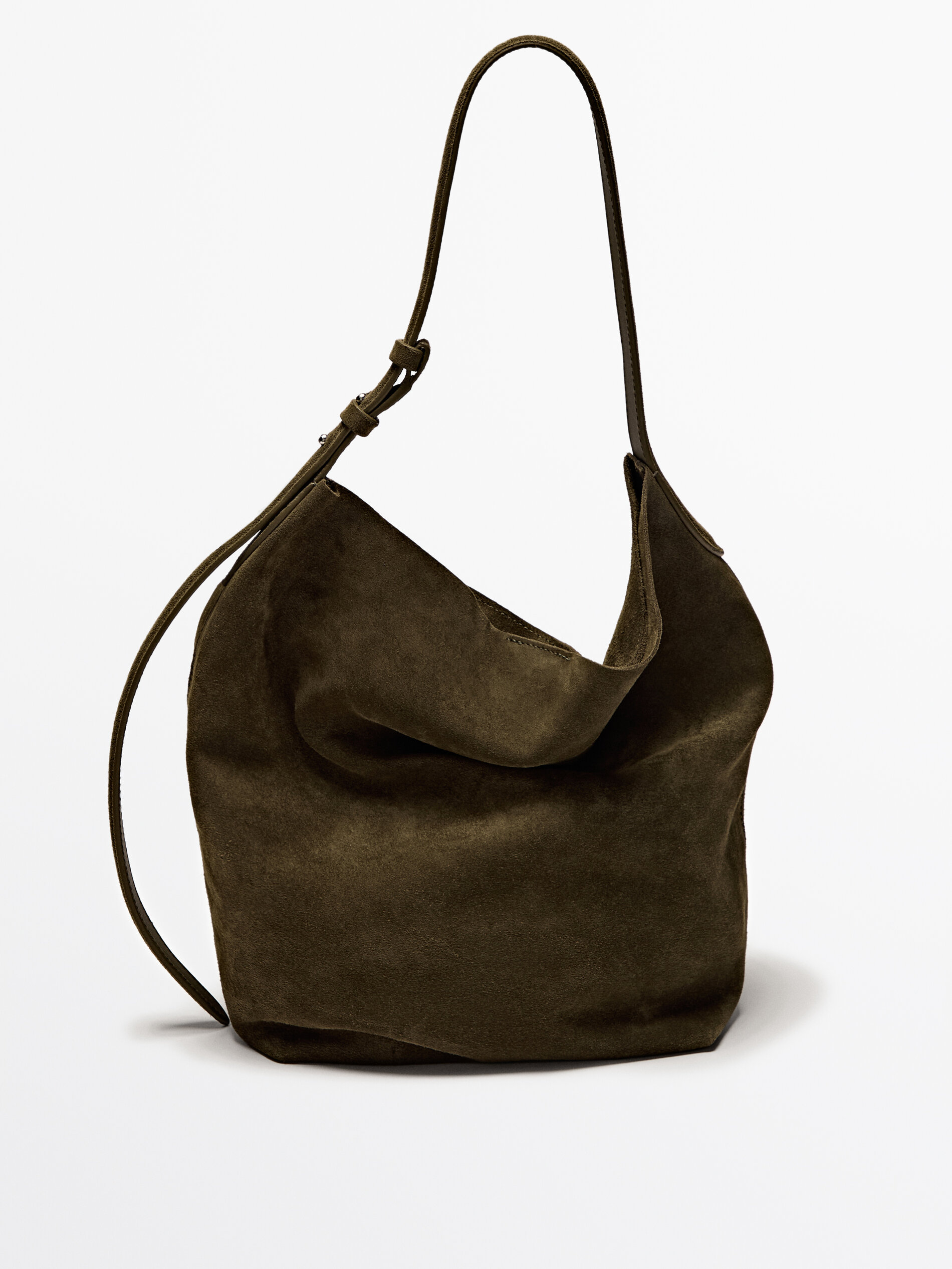 Split Suede Leather Bucket Bag
