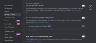 a screenshot of discord's privacy settings