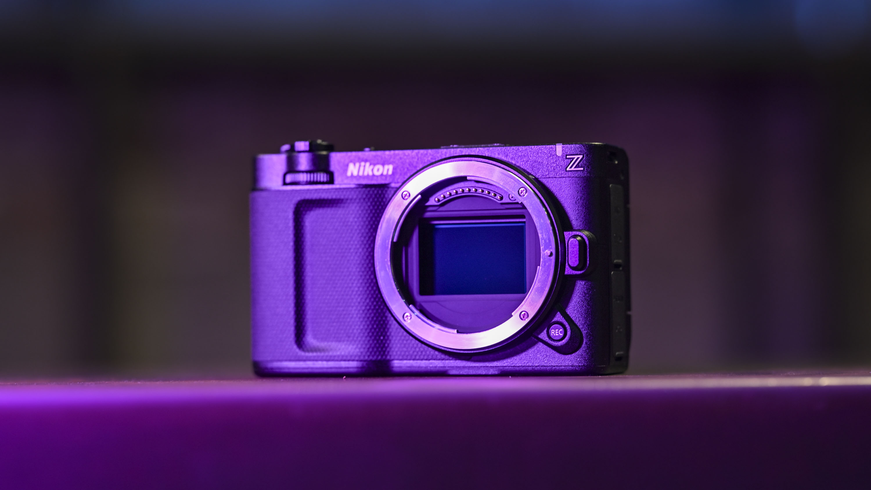 Nikon ZR camera under low key magenta lighting
