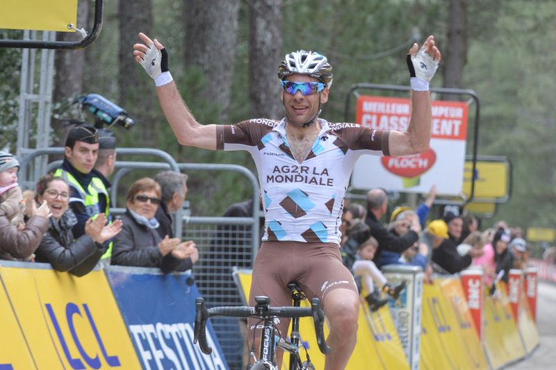 Jean-Christophe P&eacute;raud (Ag2r-La Mondiale) celebrates winning the stage