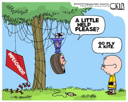 Political Cartoon U.S. Trump impeachment senate Pelosi McConnell Peanuts