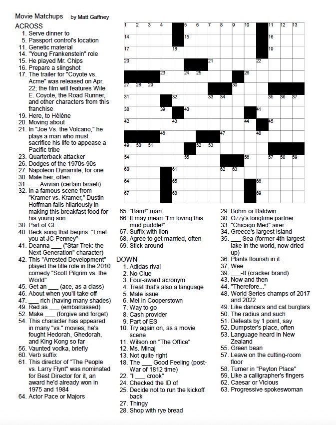 An unsolved crossword puzzle.