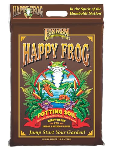 Foxfarm Happy Frog Potting Soil - Ready-To-Use Amended Container Blend With Soil Microbes, Earthworm Castings, Bat Guano, and Aged Forest Products for Indoor &amp;amp; Outdoor Plants - 12 Quart
