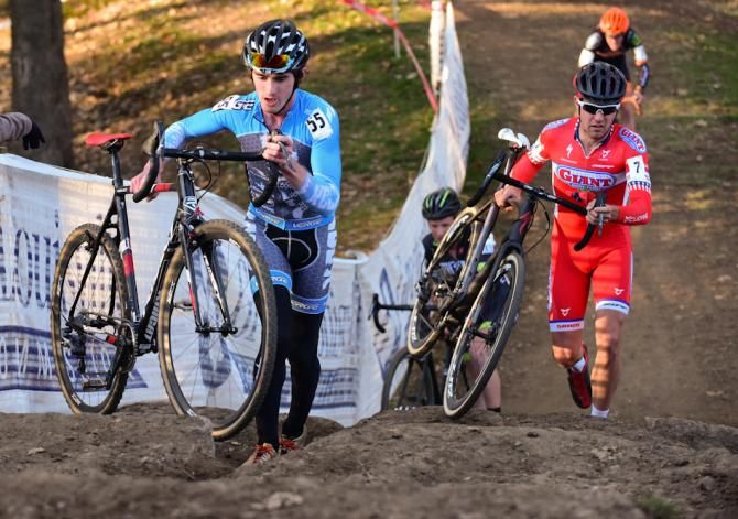 Zach MacDonald (KCCX) did not seem to be having his best race Yannick Eckmann running the stairs