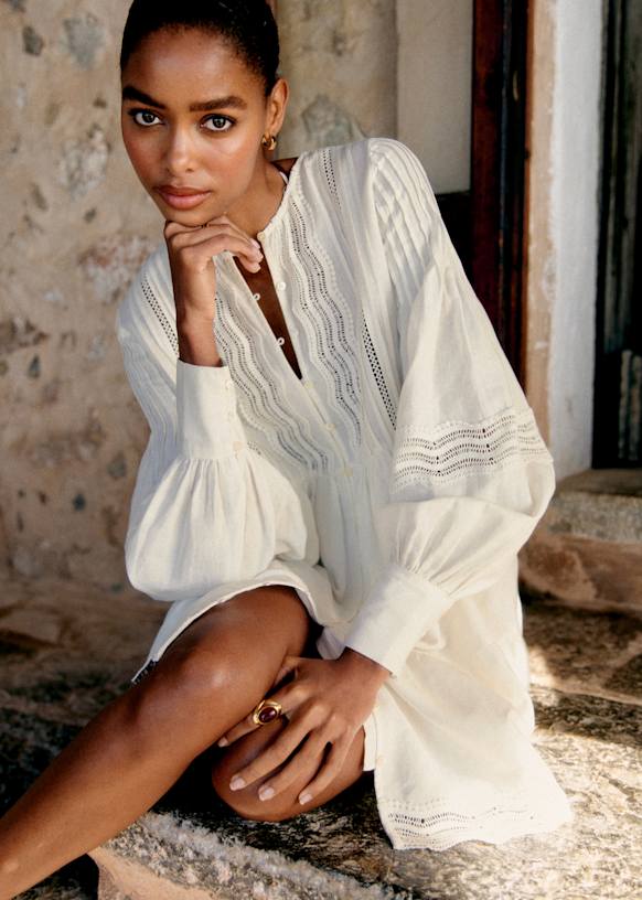 Honorina Dress - Ecru - Linen - Sézane