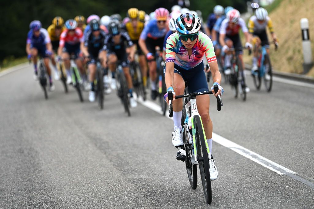 EBNATKAPPEL SWITZERLAND JUNE 19 Katarzyna Niewiadoma of Poland and Team CanyonSRAM Racing competes during the 3rd Tour de Suisse Women 2023 Stage 3 a 1208km stage from St Gallen to EbnatKappel UCIWWT on June 19 2023 in EbnatKappel Switzerland Photo by Tim de WaeleGetty Images