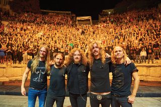 Opeth hanging out with a few friends at Plovdiv's Ancient Theater.