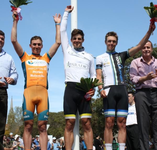 The 2012 Goulburn to Sydney podium: Anthony Giacoppo (Genesys Wealth Advisers), Luke Davison (Budget Forklifts) and Scott Law (Illawarra CC)