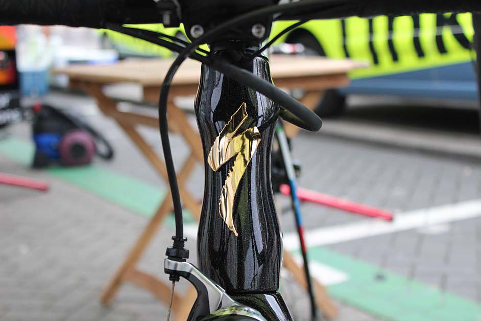Specialized logo on World champion Peter Sagan's Specialized S-Works Tarmac