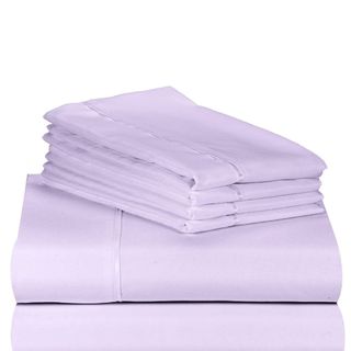 A set of purple bed sheets