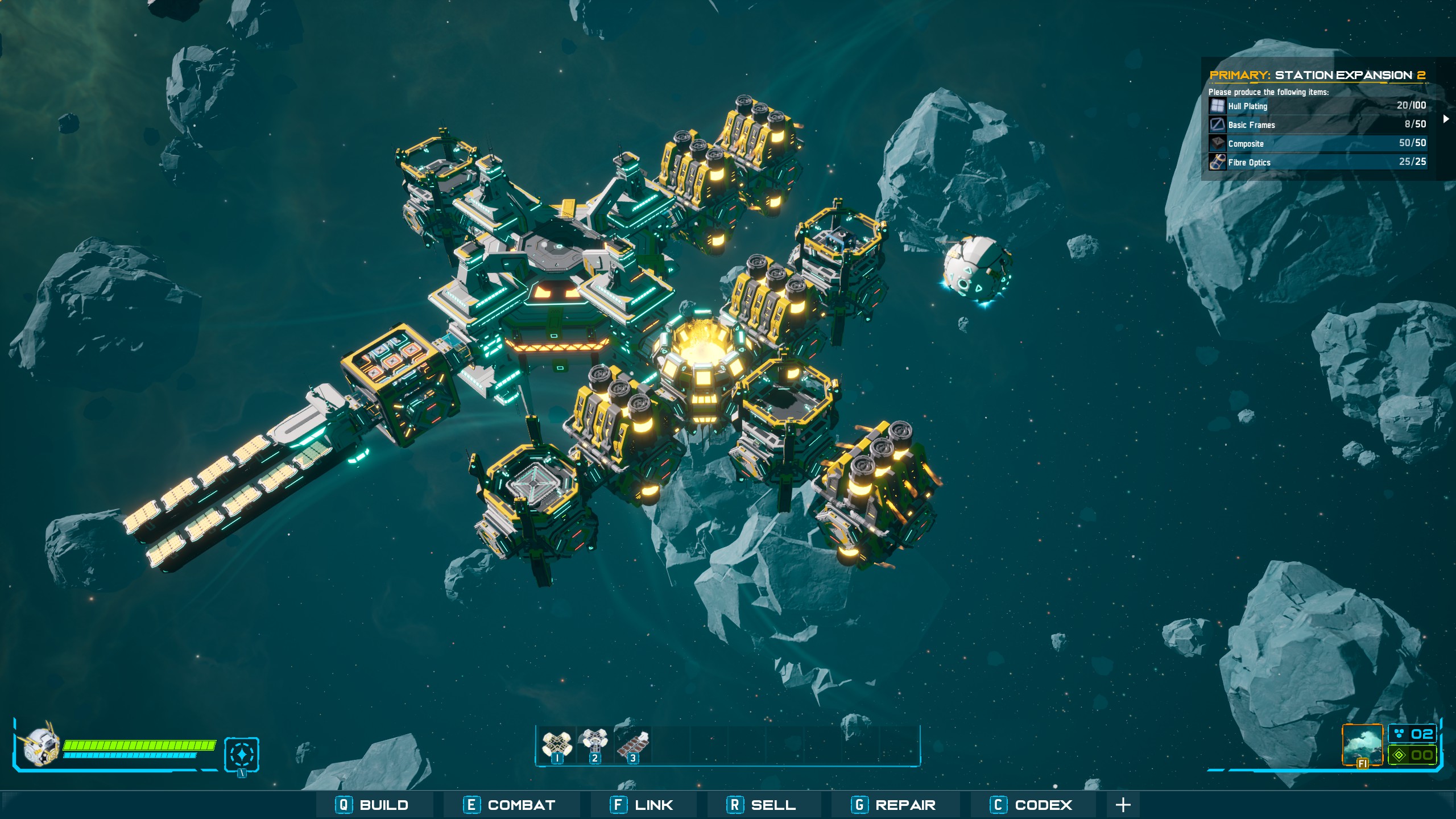 A factory hanging in space.