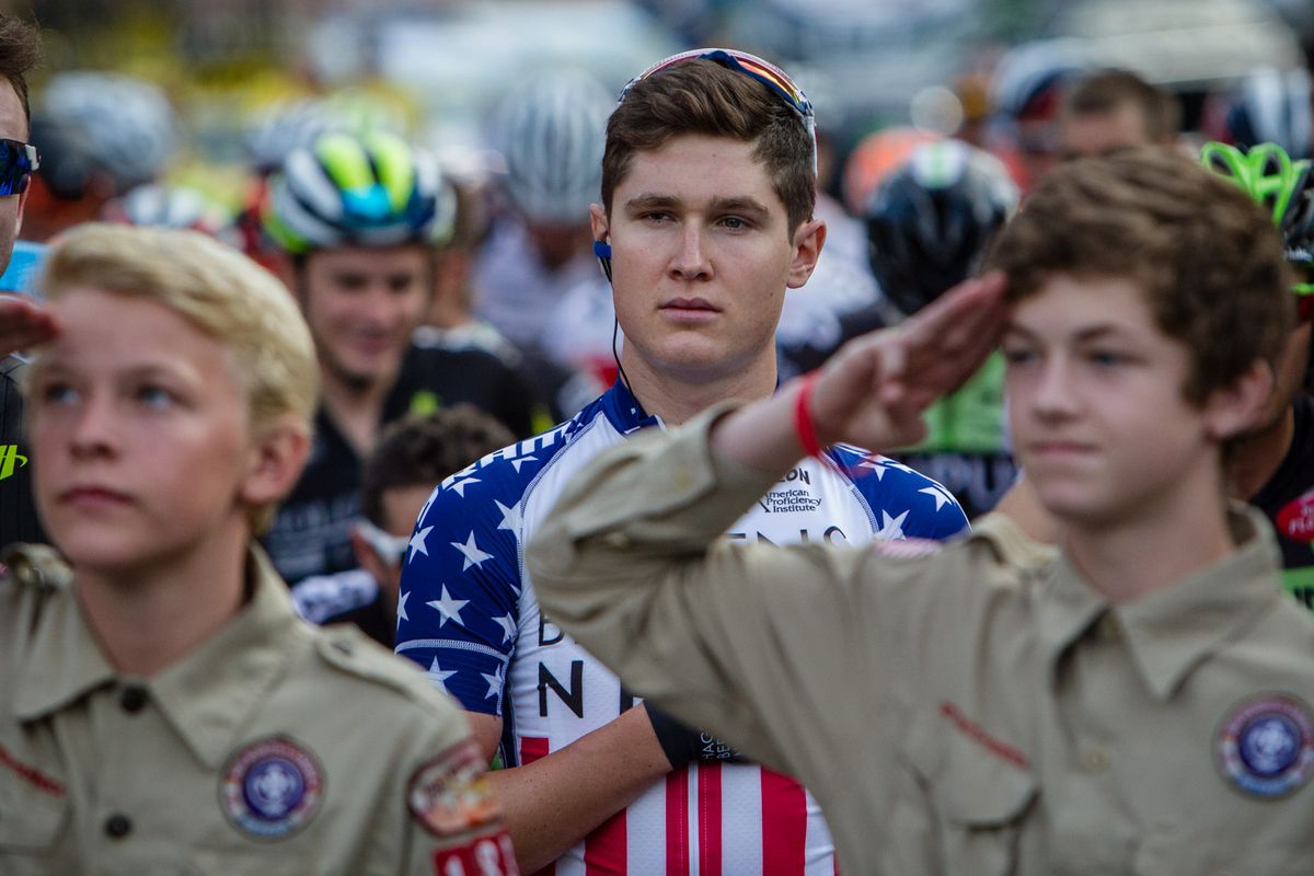 US champ Gregory Daniel (Axeon) on the start line