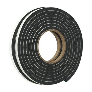 A tight roll of thin black insulating foam for doors