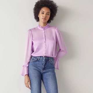 LK Bennett Anya Lilac Silk Blouse