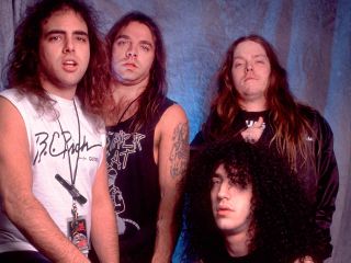 A line-up photo of band Nuclear Assault