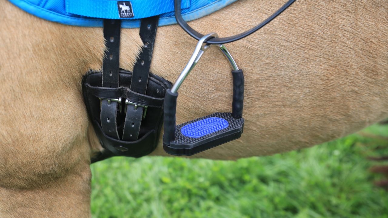 Sprenger Bow Balance Stirrups with leathers being changed