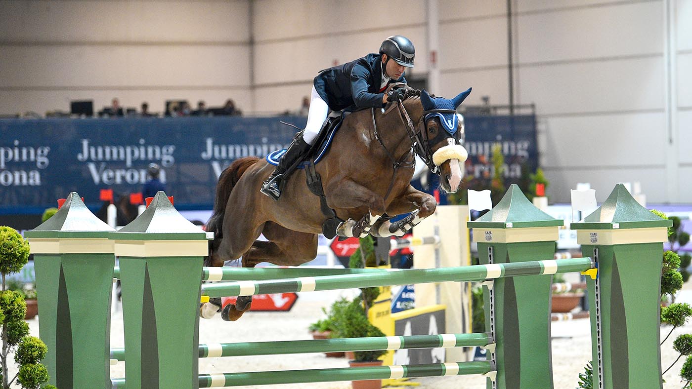 Sameh El Dahan Sameh El Dahan GBR during the International Horse Riding Longines FEI Jumping World Cup 2021 on November 05, 2021 at the Fiera Cavalli in Verona, Italy (Photo by Giancarlo Dalla Riva/LiveMedia/NurPhoto via Getty Images)