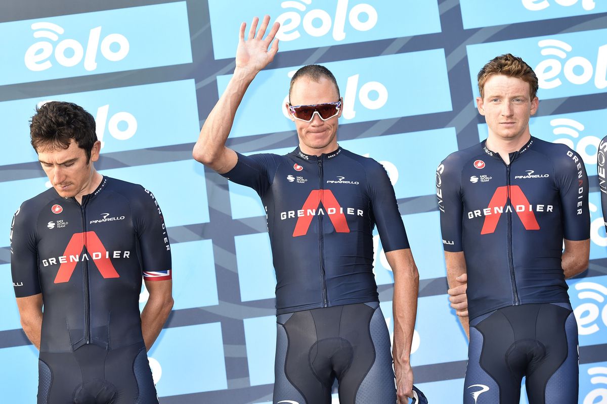 Tirreno Adriatico 2020 55th Edition 2nd stage Camaiore Follonica 201 km 08092020 Geraint Thomas GBR Ineos Grenadiers Chris Froome GBR Ineos Grenadiers Tao Geoghegan Hart GBR Ineos Grenadiers photo Tommaso PelagalliBettiniPhoto2020