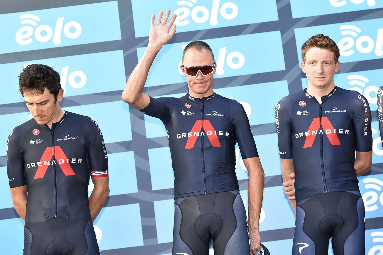 Tirreno Adriatico 2020 55th Edition 2nd stage Camaiore Follonica 201 km 08092020 Geraint Thomas GBR Ineos Grenadiers Chris Froome GBR Ineos Grenadiers Tao Geoghegan Hart GBR Ineos Grenadiers photo Tommaso PelagalliBettiniPhoto2020