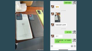 A leaked image of an unknown OnePlus phone, shown from the back in black and white shades
