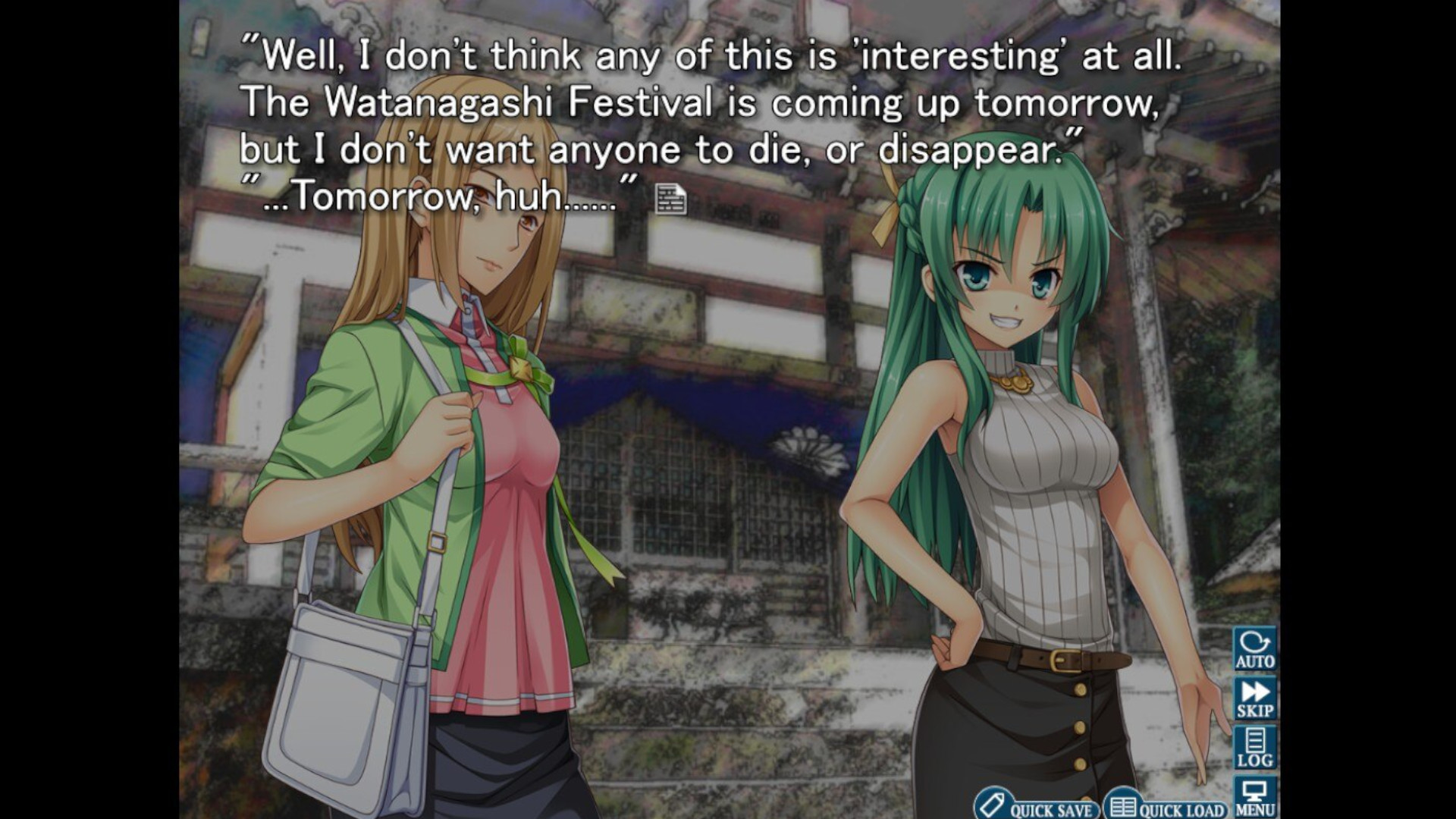 Takano discusses the festival's curse in Higurashi: When They Cry