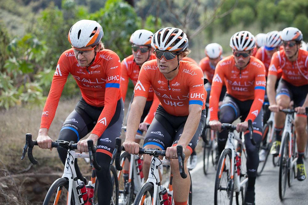 Kyle Murphy and Robin Carpenter lead the Rally UHC training ride