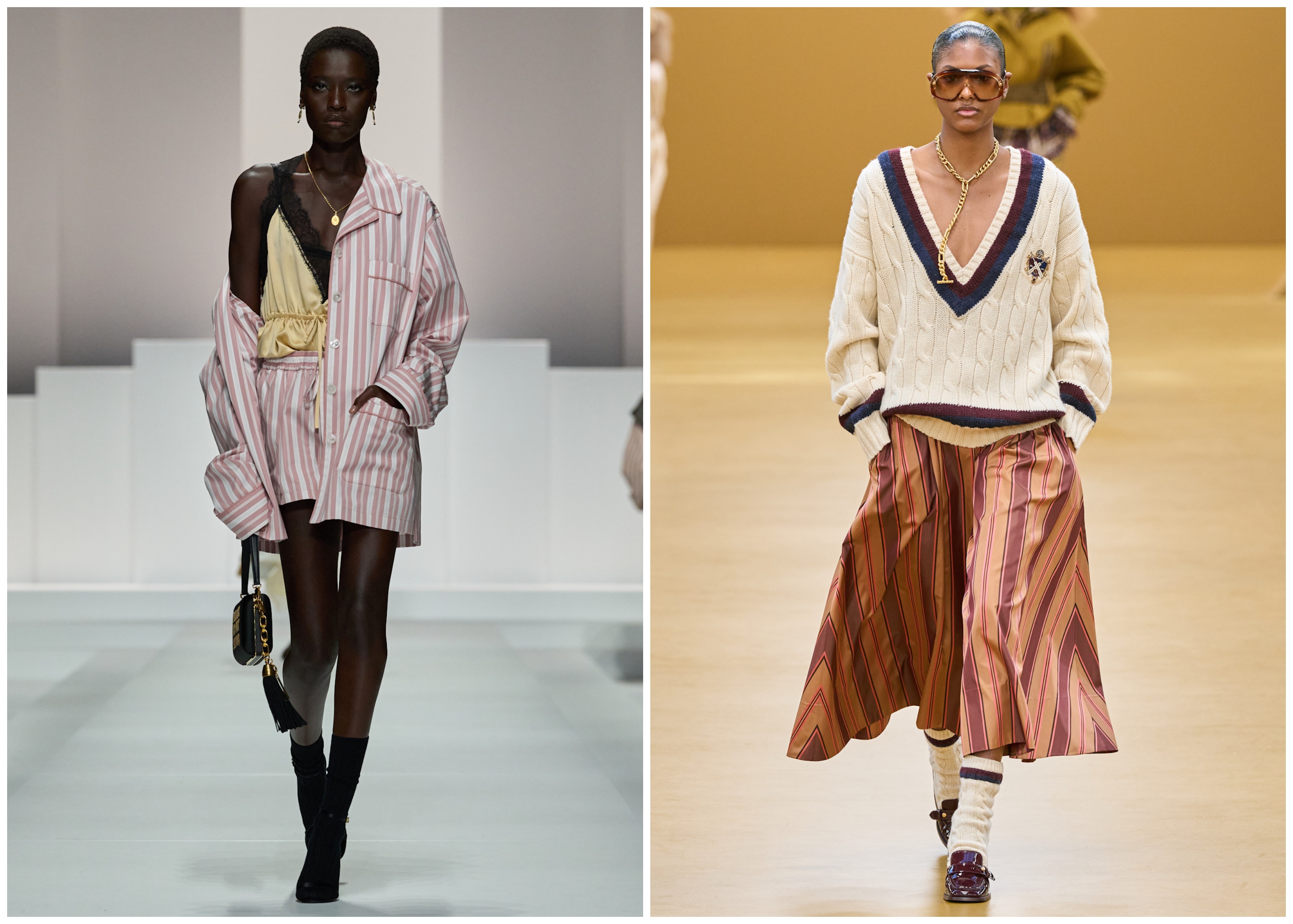 stripes on dolce &amp;amp; gabbana's spring 2026 runway, stripes on zimmermann's fall 2026 runway