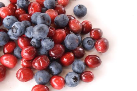 Pile Of Cranberries And Blueberries