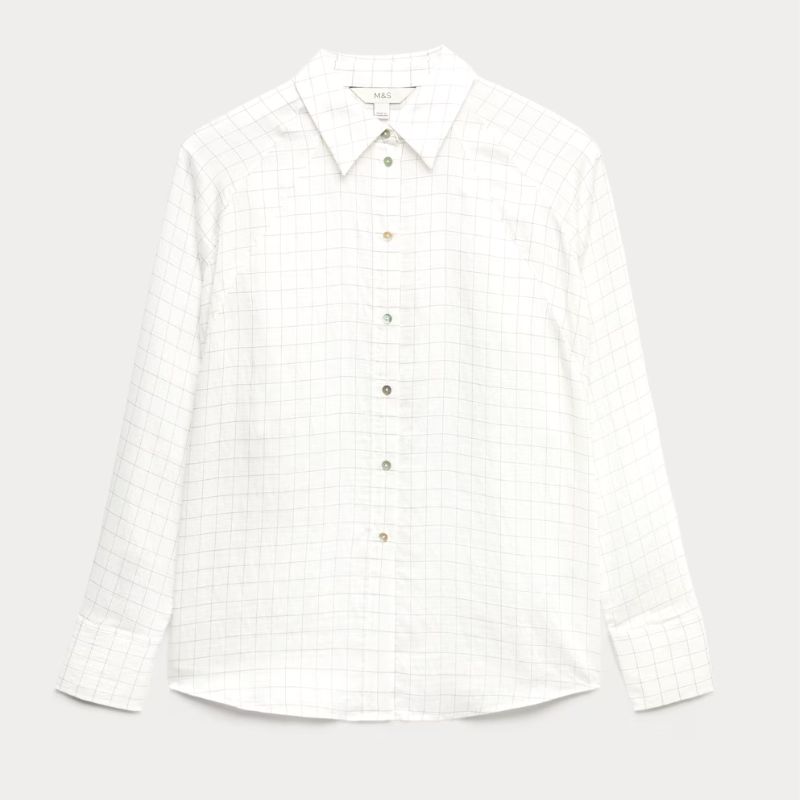 M&amp;amp;S, checked button up shirt