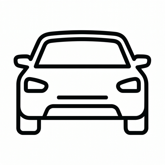 An outline of a car on a white background