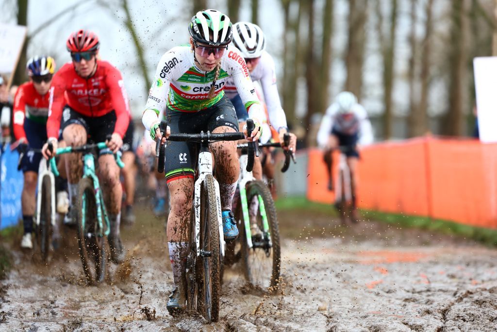 the women elite race at the cyclocross cycling event in Gullegem on Saturday 06 January 2024.
BELGA PHOTO DAVID PINTENS (Photo by DAVID PINTENS / BELGA MAG / Belga via AFP)