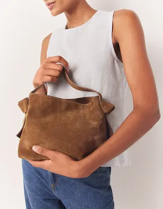 Pembroke Knot Suede Cross Body Bag