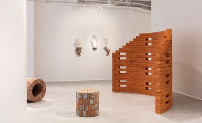 Brick pieces shown in gallery space