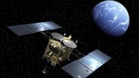 An artist's depiction of Japan's Hayabusa2 spacecraft passing near Earth.