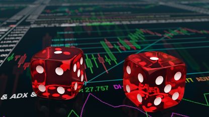 Rolling dice on stock trading charts and getting one one