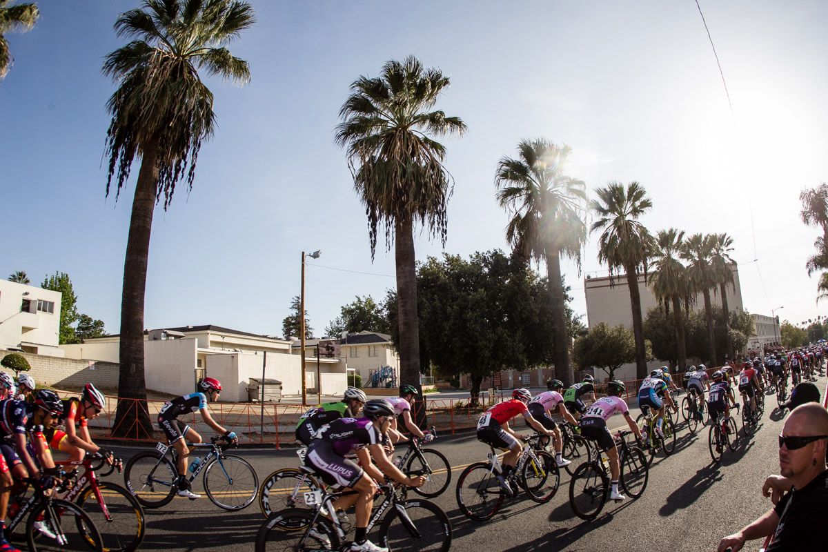 The men&rsquo;s race rides towards tonight&rsquo;s sunset