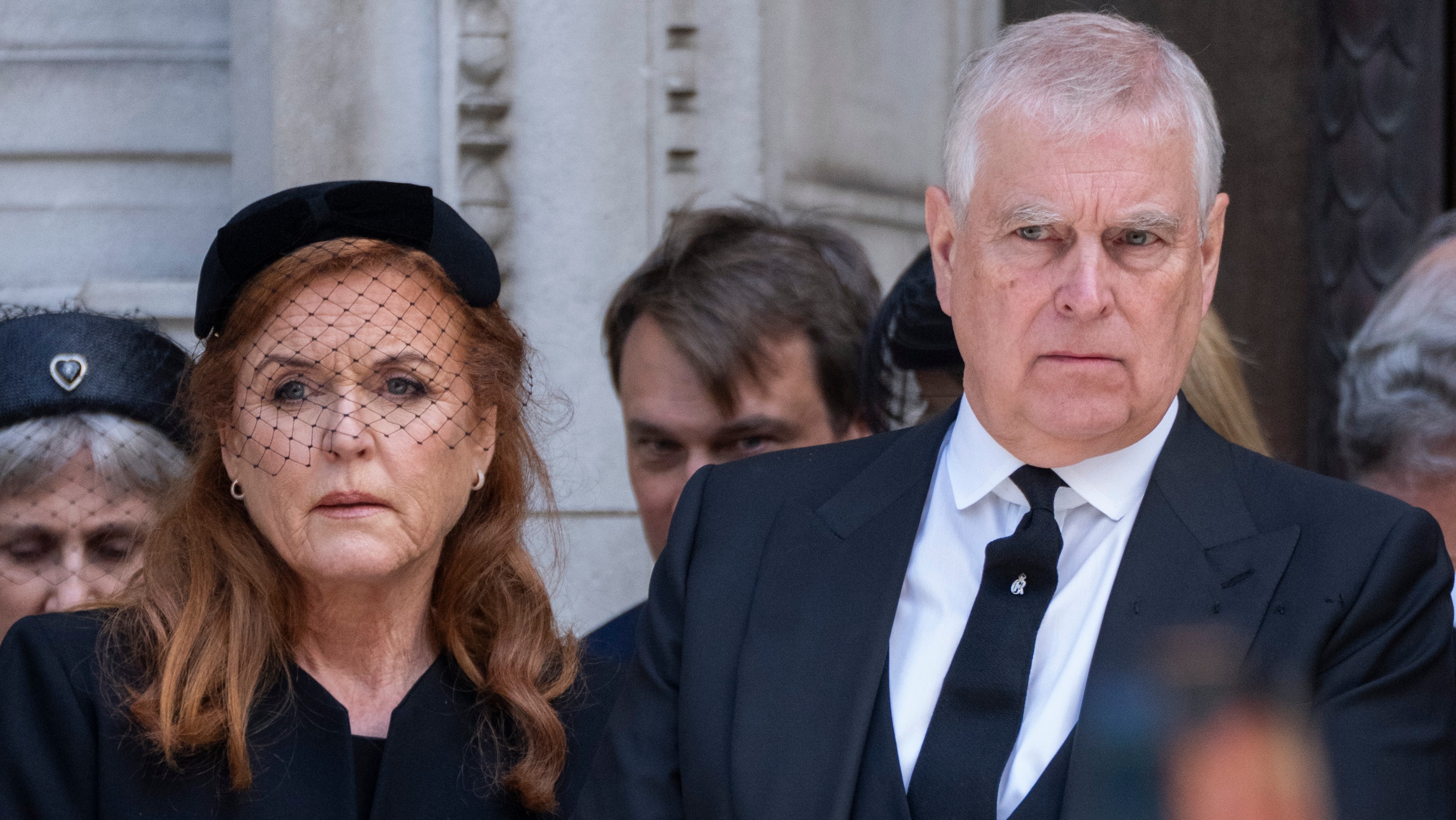 Prince Andrew and Sarah Ferguson attend the funeral of Katharine, Duchess of Kent at Westminster Cathedral on September 16, 2025
