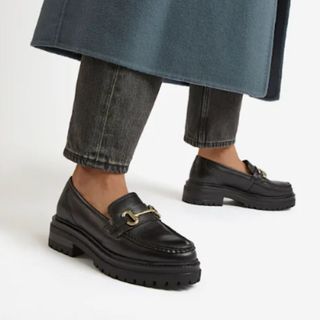 Black loafers with platform