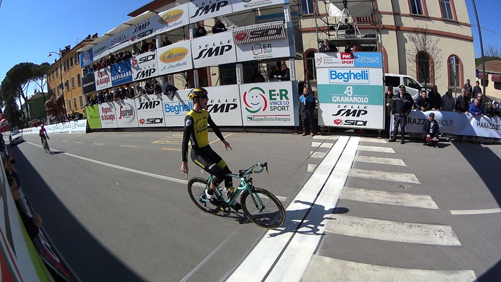 Pascal Eenkhoorn (LottoNL-Jumbo) wins the opening stage at Coppi e Bartali