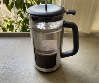 OXO French Press full of coffee